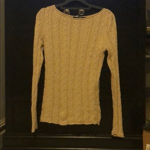 Tan Ralph Lauren lightweight cable knit sweater